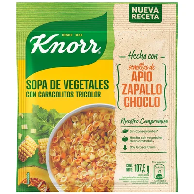 Sopa de vegetales Knorr con caracolitos tricolor 107.5 g