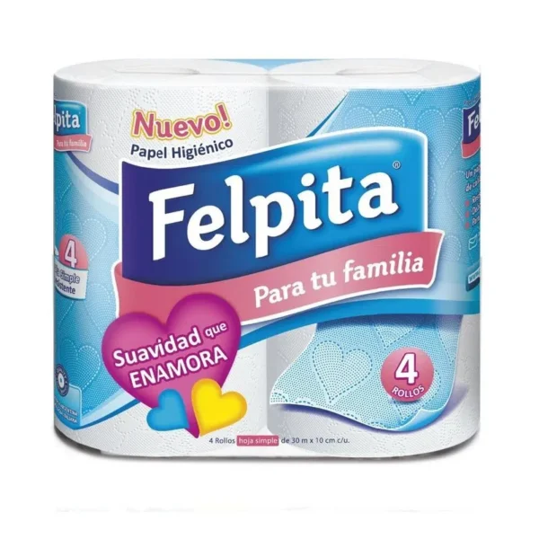 Papel higiénico Felpita hoja simple 4 x 30 m.