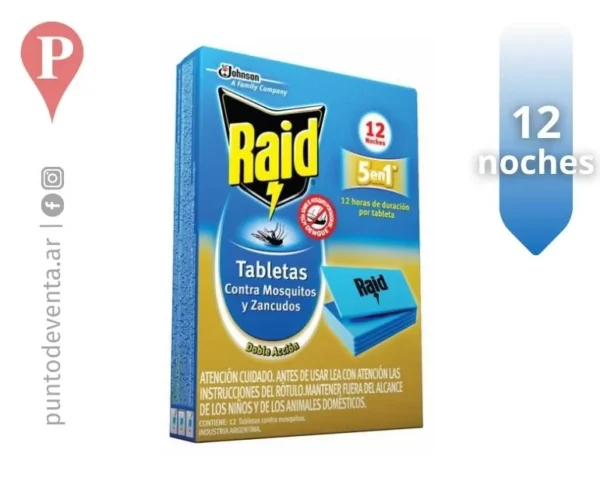 Tabletas Para Mosquitos Raid Doble Accion 12u