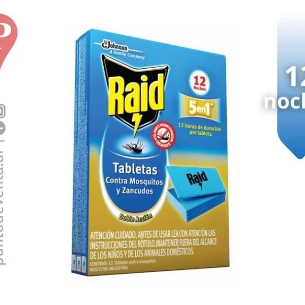 Tabletas Para Mosquitos Raid Doble Accion 12u