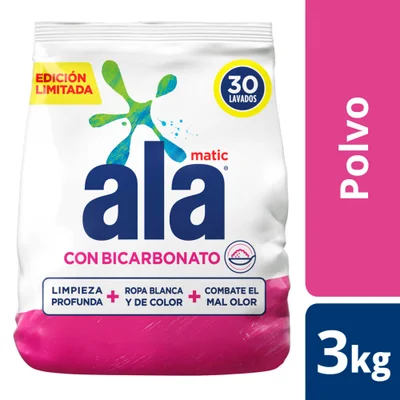 Jabón en polvo Ala matic con bicarbonato 3 kg