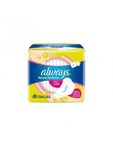 TOALLAS FEMENINAS ALWAYS AJUSTE PERF SUAVE C/ALAS 8UN