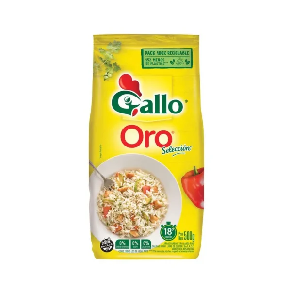 Arroz parboil Gallo oro en bolsa 500 g.