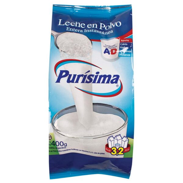 LECHE EN POLVO ENTERA PURISIMA BOLSA 400 GR