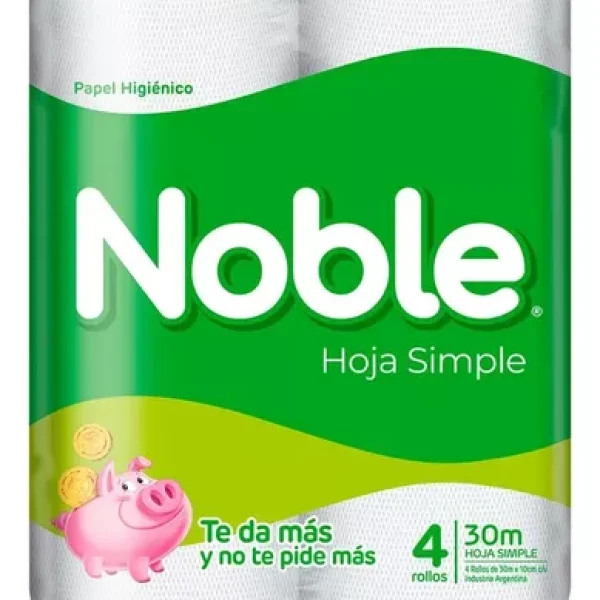 Papel higiénico Noble hoja simple 30 m 4 un